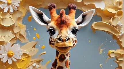 giraffe baby in the zoo