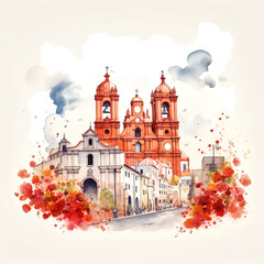 The victory of Puebla, watercolor illustration