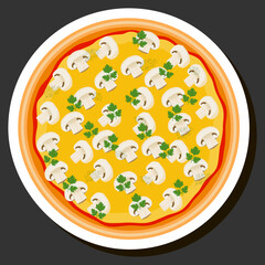 Illustration on theme big hot tasty pizza to pizzeria menu
