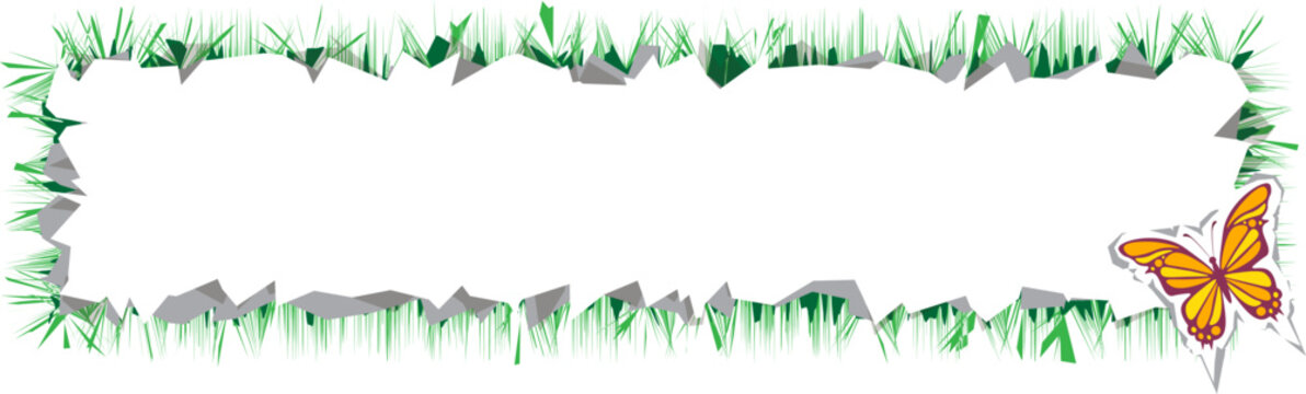 Text Box Banner Butterfly and Grass
