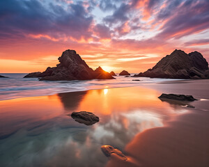 Fototapeta na wymiar Quiet Sunset by the Sea
