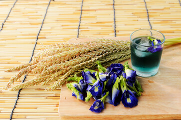 Blue drinks fresh with butterfly pea flower herbal