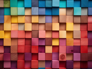 farbige holz würfel Spielzeug holzspeilzeug bauklötzer steine - obrazy, fototapety, plakaty