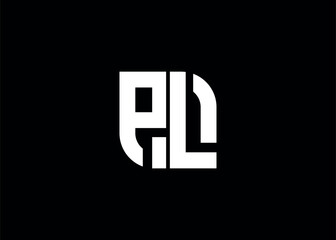 Monogram Letter PL Logo Design vector template