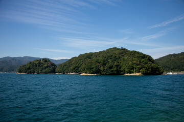 Aoshima Island in front of the beautiful fishing village of Ine in north of Kyoto in Japan.