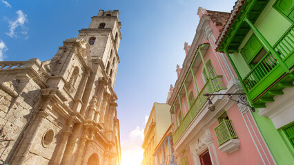 Famous San Francisco Square (Plaza de San Francisco de Asis) in Old Havana, named after the nearby Franciscan convent