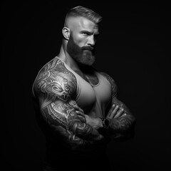 Hombre muscuoso con tatuajes