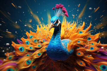 Fluid 3d peacock parrot illustration