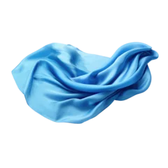 Foto op Canvas Blue Silk scarf flying isolate transparent white background © Jo