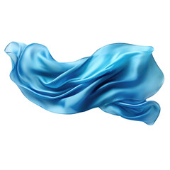 Blue Silk scarf flying isolate transparent white background