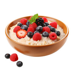 Oatmeal bar with berries isolated on transparent background