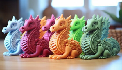 Create a set of 3D-printable dragon puzzle pieces that, when assembled, form a complete dragon...
