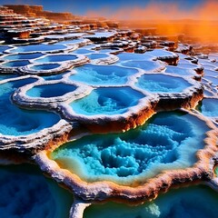 Water terraces , Melting ice and thawing permafrost create a stunning display of intricate water patterns and sculpted ice formations. 