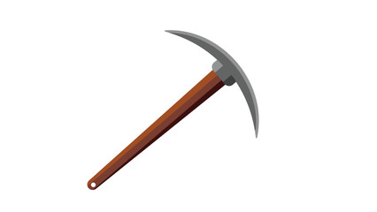 Metal pickaxe with brown wooden handle metal pickaxe icon