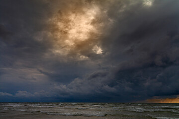 Clouds over Baltic sea at Liepaja, Latvia. - obrazy, fototapety, plakaty