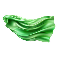 Green silk scarf flying isolate transparent white background