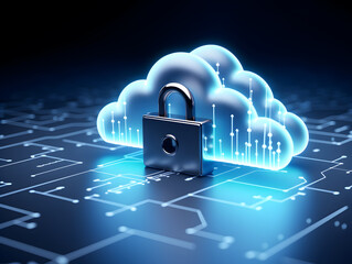 Cloud data storage, cloud computing, data security concept.