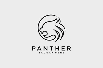Panther head logo design vector illustration with creative idea