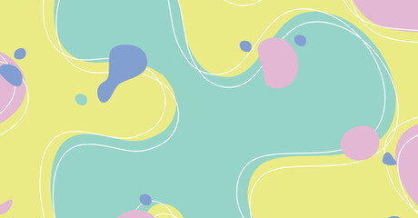 Abstract background various shapes and doodle objects pastel color
