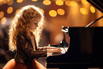 A young girl, aspiring musician, expresses her love for music through the piano, blending talent,...
