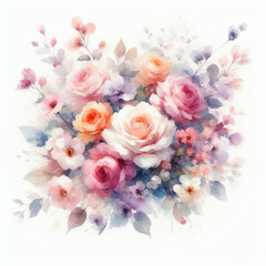 Beautiful roses painted in watercolors　水彩画で描かれたバラ