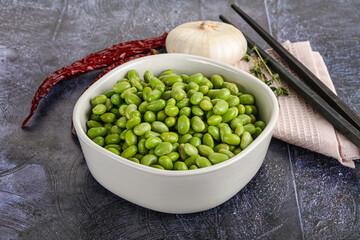 Bowl of delicious edamame beans