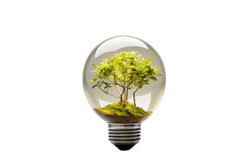 Ecological concept symbol of light bulb, renewable energy, bioenergy Isolated on clear background, PNG file.