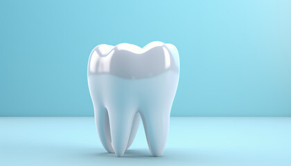 White tooth. Minimalistic design for advertising a dental clinic