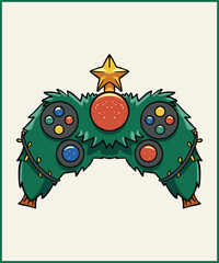 Gaming Controller Christmas Tree, t-shirt © NihaoCreative