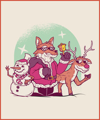 Fox Santa Christmas t-shirt