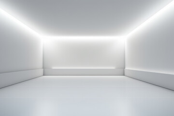 3d render, abstract empty room, illuminated empty interior, glowing light