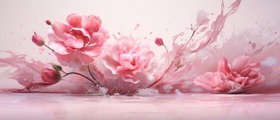 light pink flowers Valentine's Day concept The beauty of pink flowers Conveys love. Generative AI