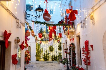 la magia del Natale tra i vicoli del borgo antico di Locorotondo - Puglia, Italia © Andrea Carro