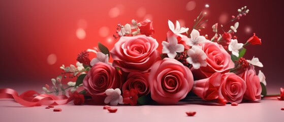 light pink flowers Valentine's Day concept The beauty of pink flowers Conveys love. Generative AI