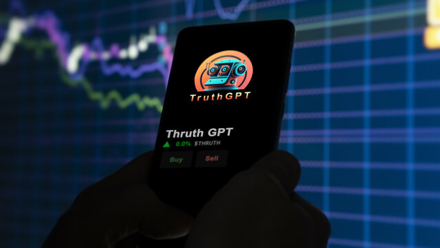 November 17th 2023. An investor analyzing the price of thruth GPT, the token coin $THRUTH on a crypto exchange sreen.