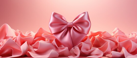 pink ribbon Valentine's Day concept valentine's day background. Generative AI.