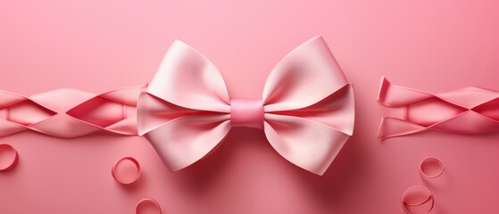pink ribbon Valentine's Day concept valentine's day background. Generative AI.