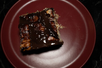 Close-up of chocolate biscuit dessert on plate