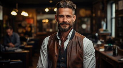 Obraz premium Small business owner in haircut salon
