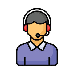 Male avatar wearing headphones with mic showcasing call center icon
