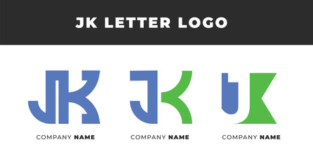 Set of Letter JK, KJ, J, K Logo Design Collection, Initial Monogram Logo, Modern Alphabet Letter JK, KJ, J, K Unique Logo Vector Template Illustration for Business Branding.