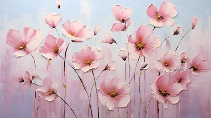 Fotobehang thick floral pink flowers art work  © Muhammad