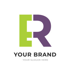 Set of Letter ER, RE, E and R Logo Design Collection, Initial Monogram Logo, Modern Alphabet Letter ER, RE, E and R Unique Logo Vector Template Illustration for Business Branding.