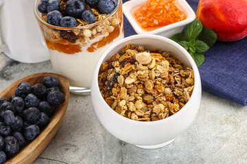 Granola museli cereal for breakfast