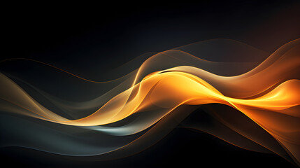 Dark Abstract Vortex Swirl Background in Black, Golden, and Orange Tones, Hand Edited Generative AI