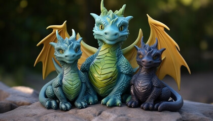 Create a set of 3D-printable dragon puzzle pieces that, when assembled, form a complete dragon family. This can be a fun and engaging ac