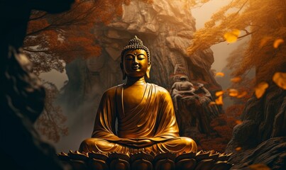 gautam buddha meditating. deep meditation, Generative AI - obrazy, fototapety, plakaty