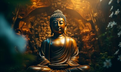 gautam buddha meditating. deep meditation, Generative AI - obrazy, fototapety, plakaty
