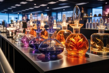 Scent Diversity: Unveiling the Influence of Various Fragrances in Toilet Perfumes, Shelf Presentation, and Freshness Maintenance within Department Store Settings - obrazy, fototapety, plakaty