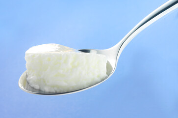 Naturjoghurt, Löffel, isoliert, Joghurt, Milch,